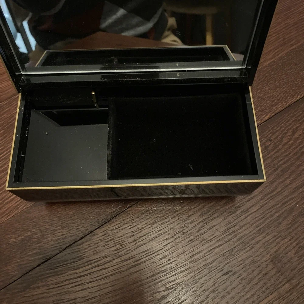 Beautiful Otagiri Tavistock Laquerware Mirror Music Box FEELING‎ Floral Garden